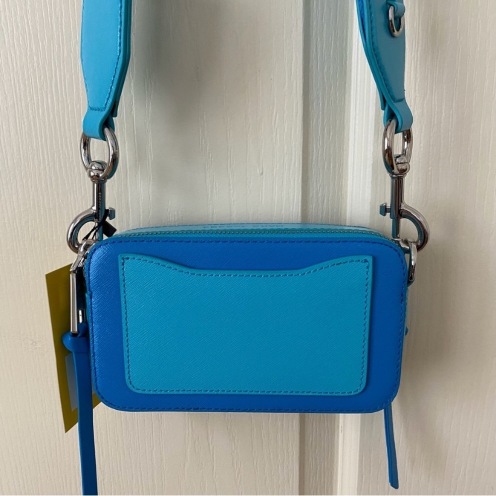 $325 NWT Marc Jacobs Blue Leather Webbing Strap Snapshot Camera Crossbody Bag - Picture 10 of 12